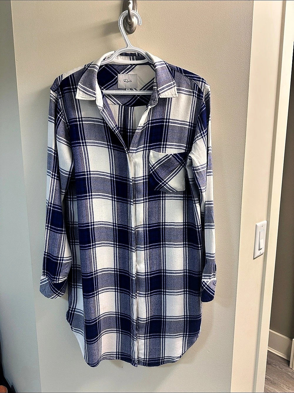 Rails Hunter Blue White Plaid Button Down Shirt dress